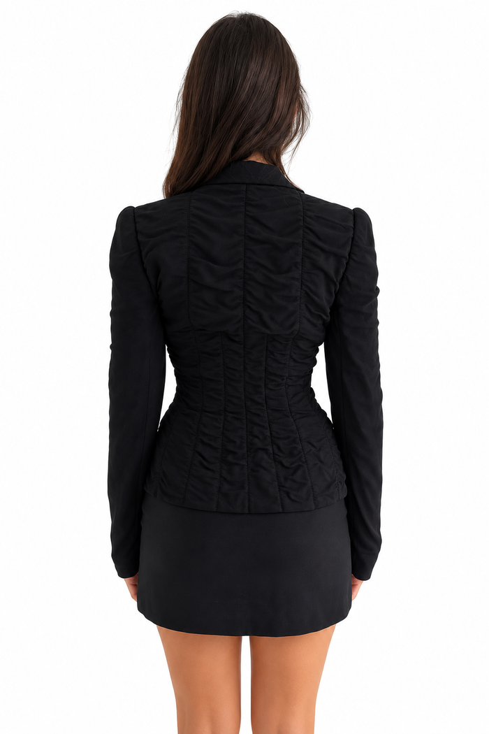 Dolce & Gabbana Black Ruched Fitted Top