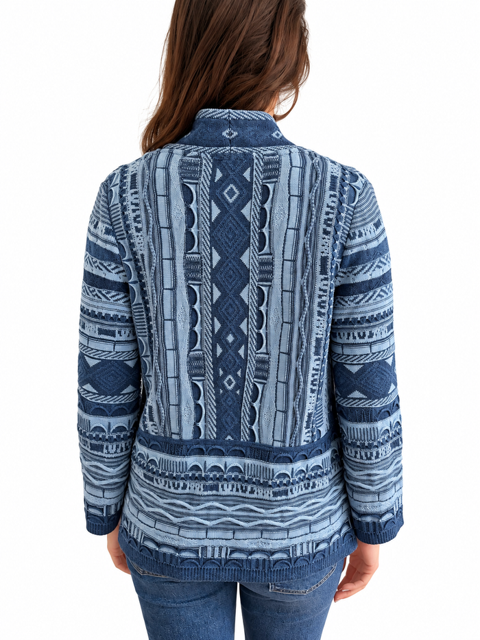 Falconeri Blue Jacquard Knit Jacket