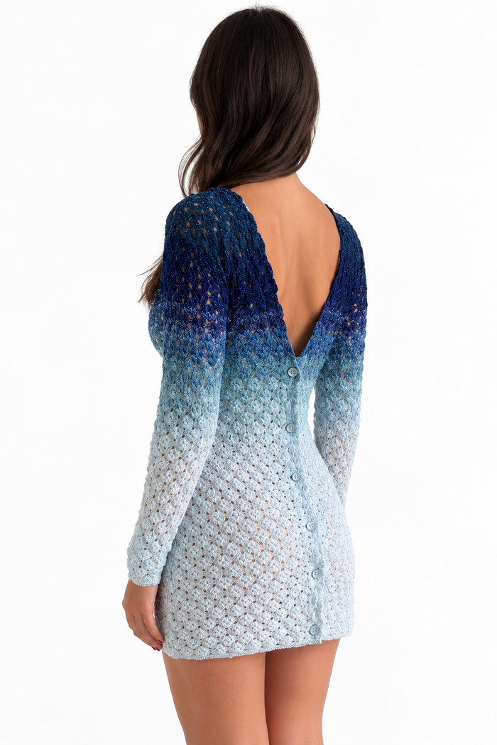 Missoni Ombré Crochet-Knit Mini Dress