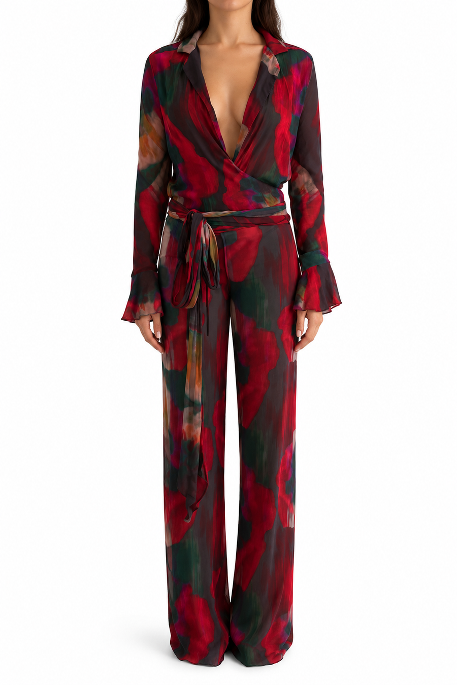 Rat & Boa Printed Wrap Top and Trouser Set