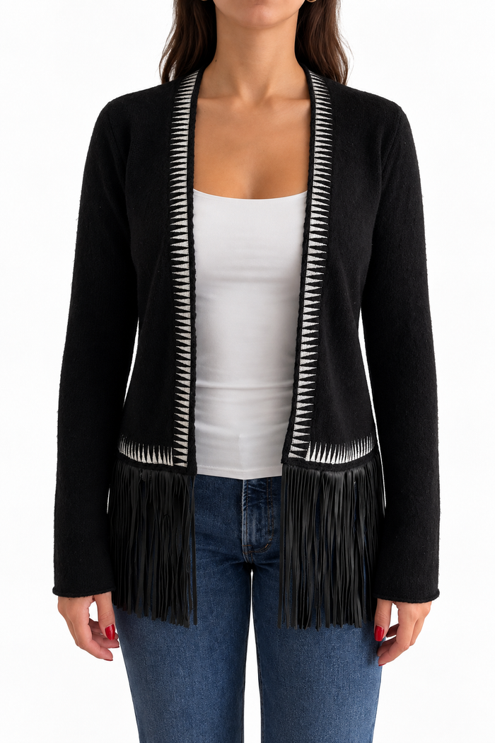 Zadig & Voltaire Cashmere Fringe-Trim Cardigan